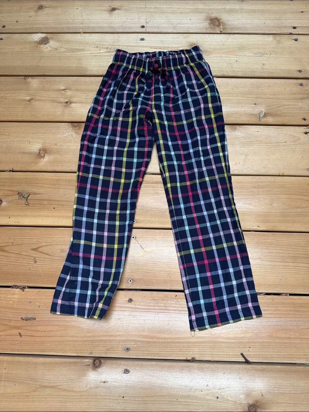 GAP Navy Plaid Kids Pajama Pants with Multicolor Stripes
